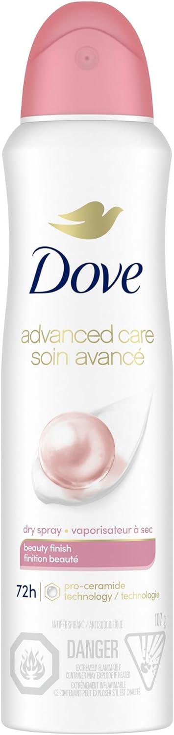 Dove Advanced Care Beauty Finish Dry Spray Antiperspirant Deodorant for Women with Pro-Ceramide Technology for Soft, Resilient Skin