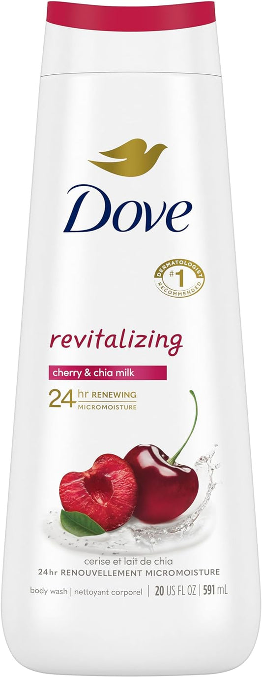 Dove Body Wash for Renewed, Healthy-Looking Skin Revitalizing Cherry & Chia Milk Gentle Body Cleanser with 24hr Renewing MicroMoisture