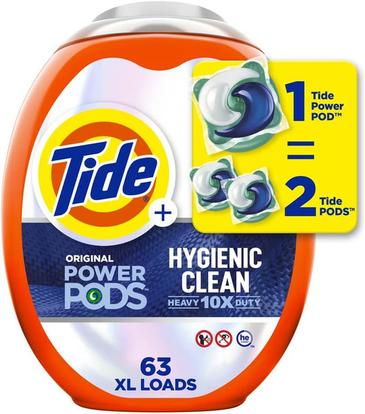 Tide Hygienic Clean Heavy 10x Duty Power PODS Laundry Detergent Liquid Soap Pods, Original