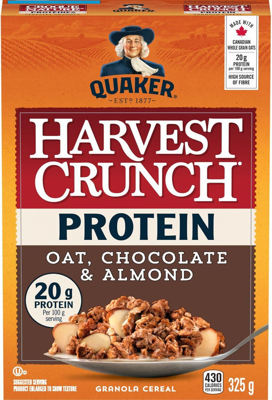 Quaker Harvest Crunch Protein Granola Cereal - Oat, Chocolate & Almond