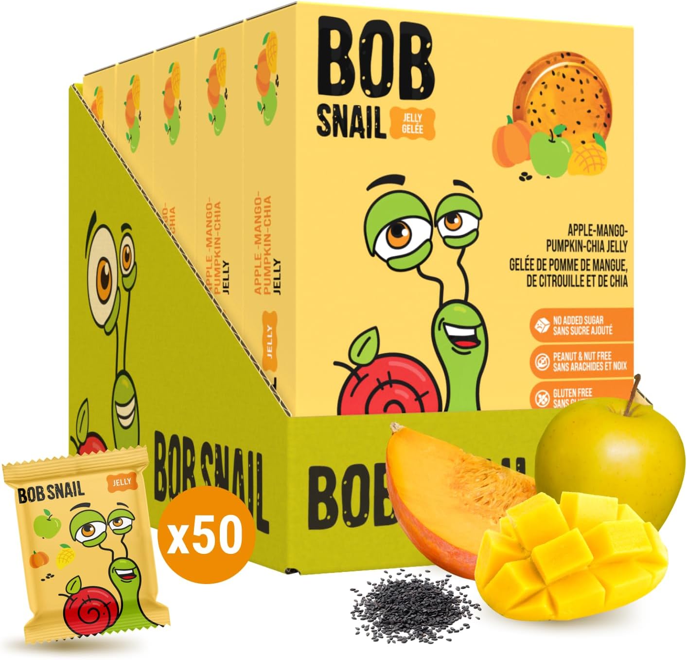 Bob Snail Healthy Snacks Family Pack - Gelatine free & Vegan Friendly Fruit Jelly, Candy box Fruit Snacks