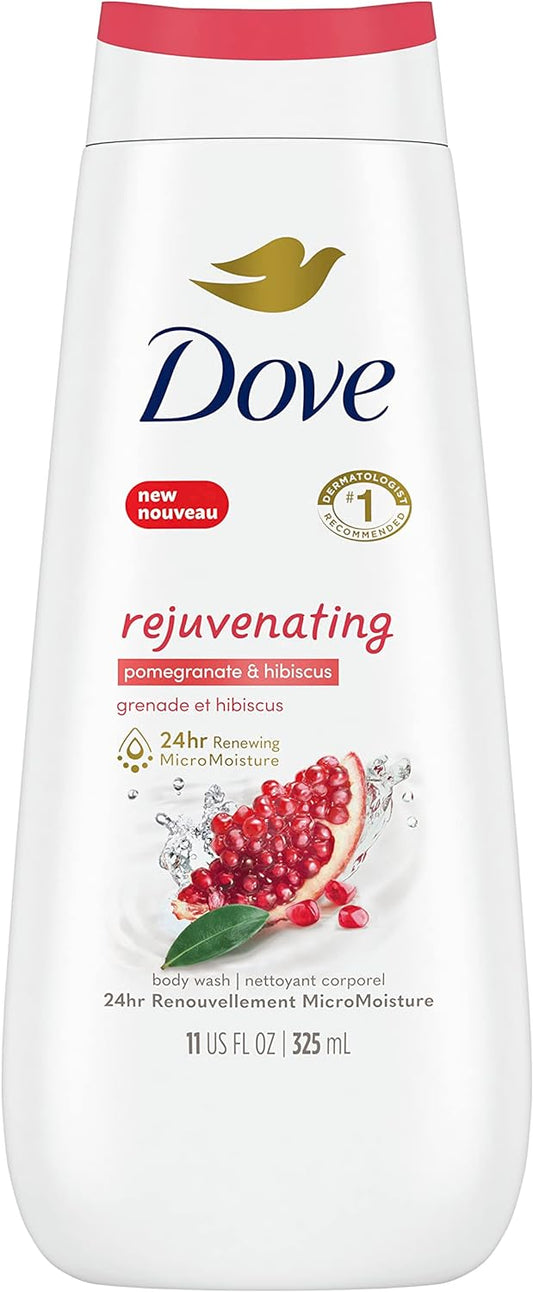 Dove Rejuvenating Body Wash for renewed, healthy-looking skin Pomegranate & Hibiscus gentle body cleanser nourishes and revives skin