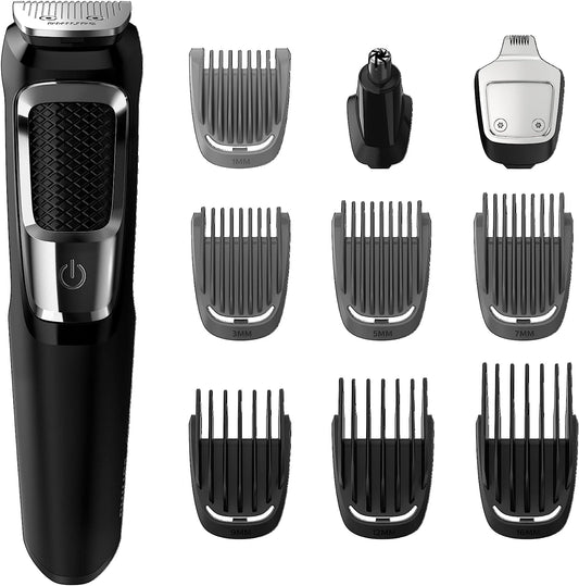 Philips Multigroom Series 3000 Cordless with 10 Trimming Accessories, Lithium-Ion and Storage Bag, MG3750/10