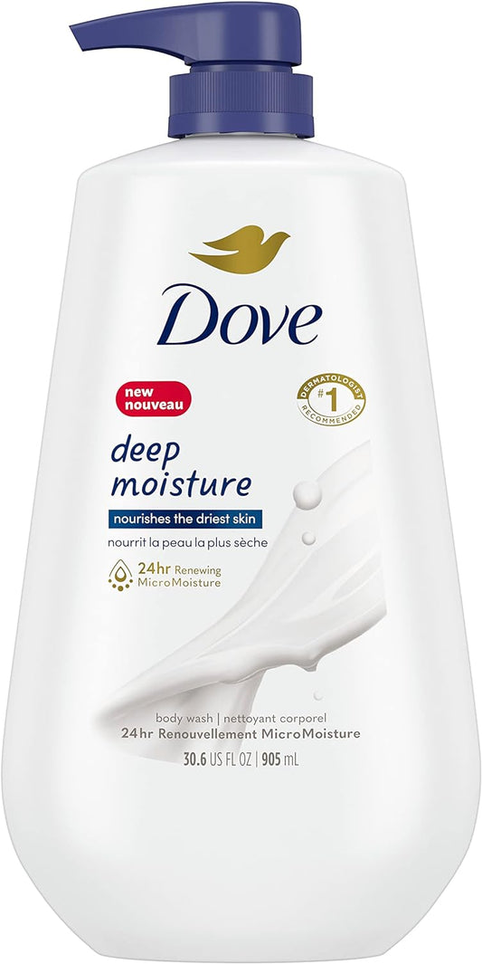 Dove Deep Moisture Body Wash with Pump for nourishing the driest skin gentle body cleanser deeply moisturizes the skin