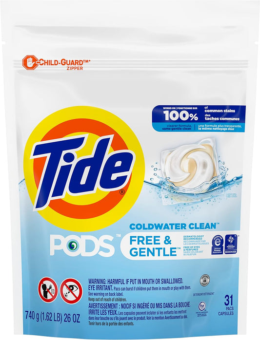 Tide PODS Free & Gentle, Laundry Detergent Liquid Pacs, Unscented