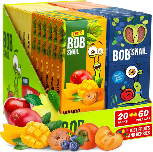 Bob Snail Set of 24 Fruit Rolls: Mango, Apple-Blueberry, Apple, Persimmon