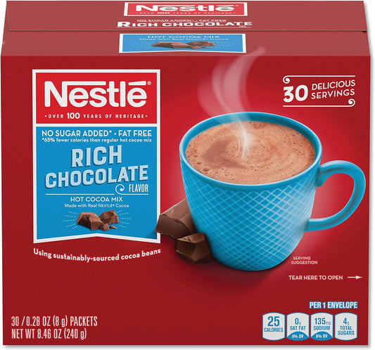 Nestle Cocoa Mix No Sugar Added 30 Count